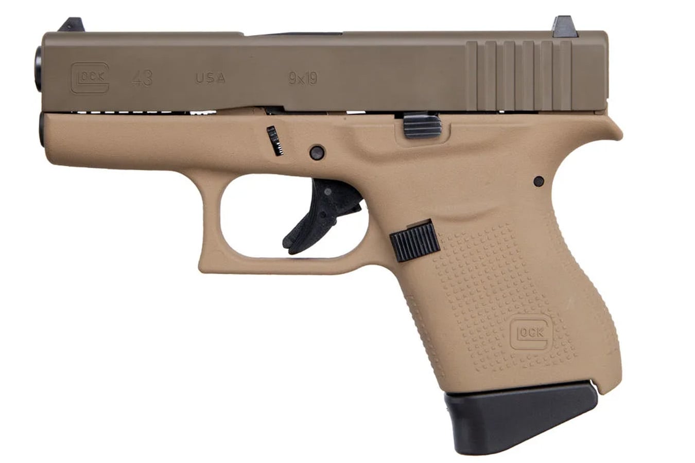 79932-default-l Glock 43 9mm Single Stack Pistol with Cerakote Faded Dark Earth Frame