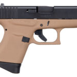 Glock 43 9mm Single Stack Pistol with Cerakote Faded Dark Earth Frame and Black Slide