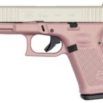 Glock 19 Gen5 9mm Pistol with Cerakote Pink Champagne Frame and Shimmering Aluminum Cerakote Slide