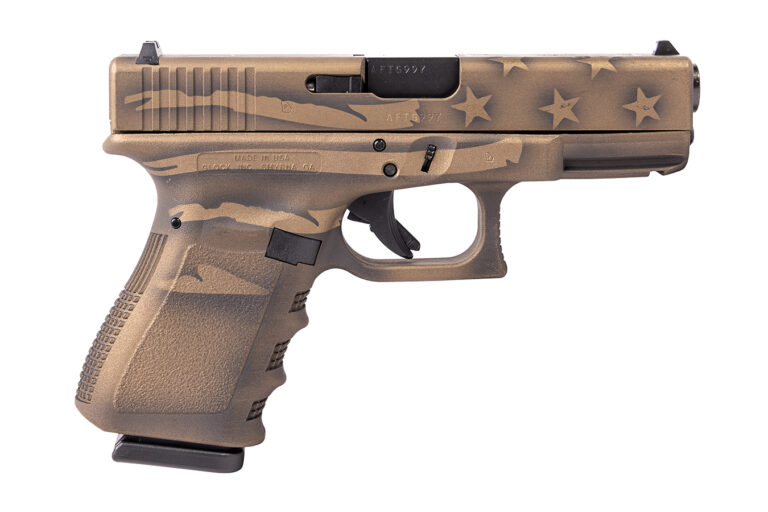Glock 23 Gen3 40 S&W Compact Pistol with Coyote Battle Worn Flag Cerakote Finish