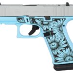 Glock G43X MOS 9mm Optic Ready Pistol with Blue Flower Engraved Finish