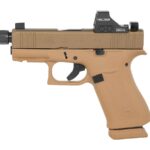 Glock 43X MOS 9mm Optic Ready Pistol with FDE Frame, Threaded Barrel and Holosun HS407K X2 Red Dot
