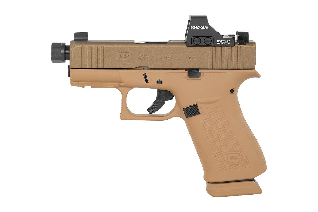 180627-default-l Glock 43X MOS 9mm Optic Ready Pistol with FDE Frame, Threaded Barrel and Holosun HS407K X2 Red Dot