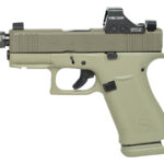 Glock 43x MOS 9mm Optic Ready Pistol with Green Finish, Threaded Barrel and Holosun HS407K X2 Red Dot Sight