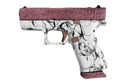 Glock 43X MOS 9mm Optic Ready Pistol with Pixie Glitter and White Paisley Frame