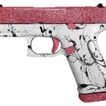 Glock 43X MOS 9mm Optic Ready Pistol with Pink Glitter Slide and White Paisley Frame