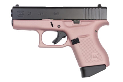 Glock 43 9mm Single Stack Pistol with Cerakote Pink Frame and Black Slide