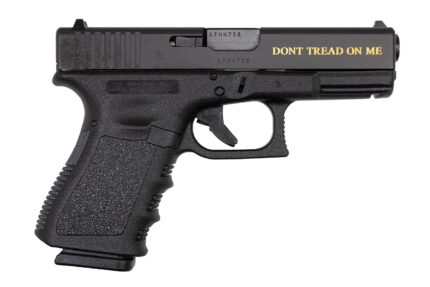 Glock 19 Gen3 9mm with Gadsen Flag and Don't Tread on Me Gold Engraving